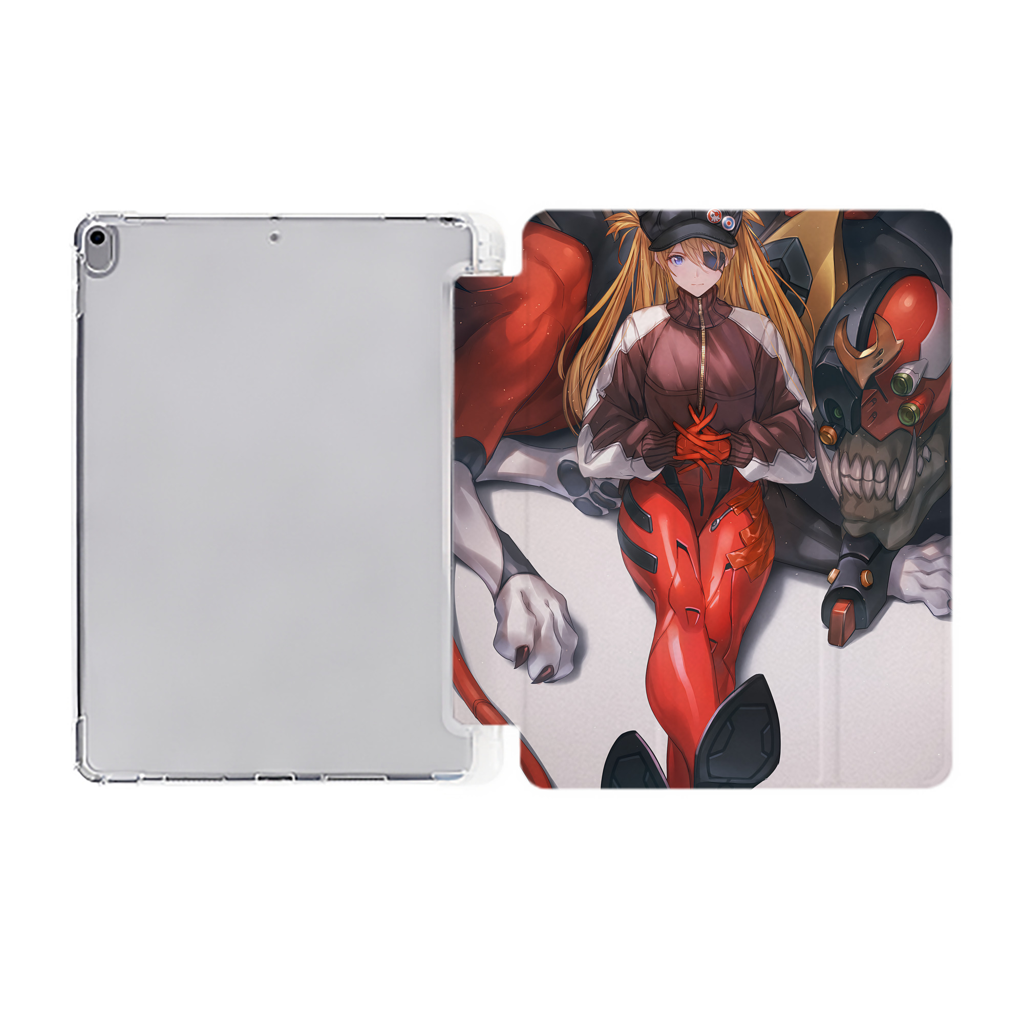 （画像用） EVA 新世紀エヴァンゲリオン IPad ケース ペン収納付き 三つ折りスタンド PUレザー×シリコン 対応機種9.5/10.5/10.9インチ